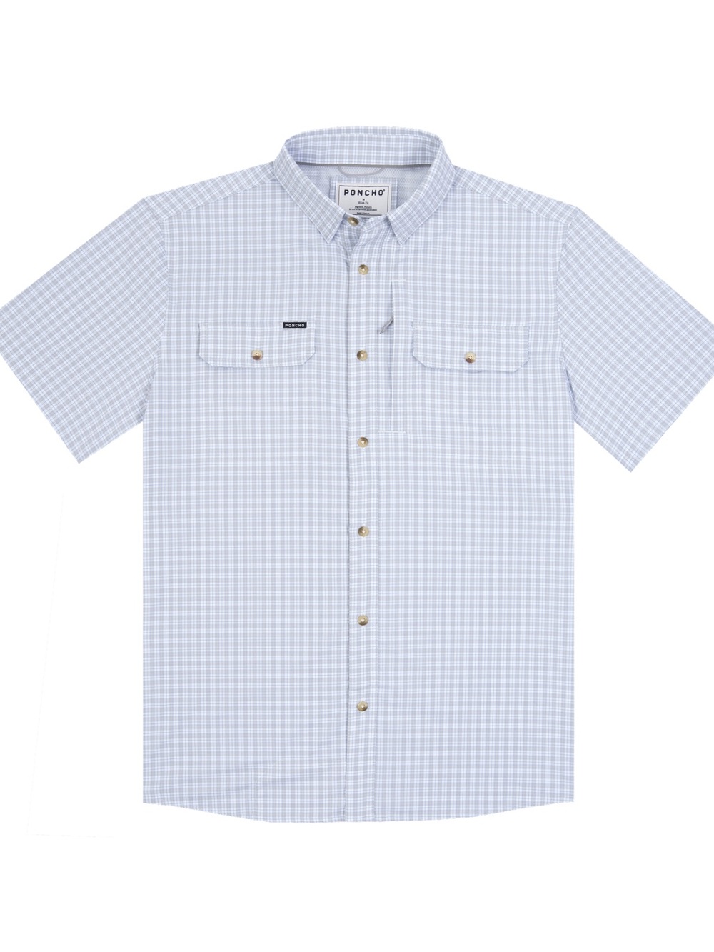 Poncho Outdoors Men’s XL Regular Fit Performance Fishing Shirt Gray Plaid